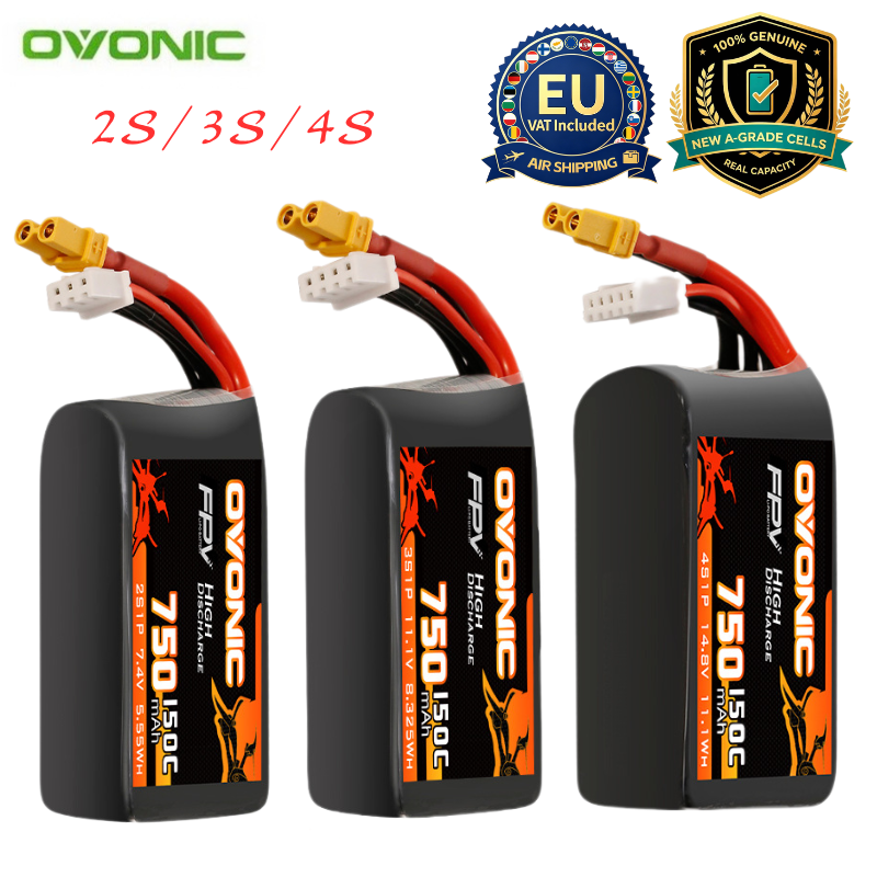 Drone Battery 3S - Batterie Lipo OVONIC 150C 750mAh 7.4V/11.1V/14.8V