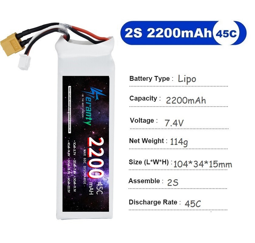 2 pièces 7.4V Lipo 2S batterie - Drone Battery 3S avis et prix